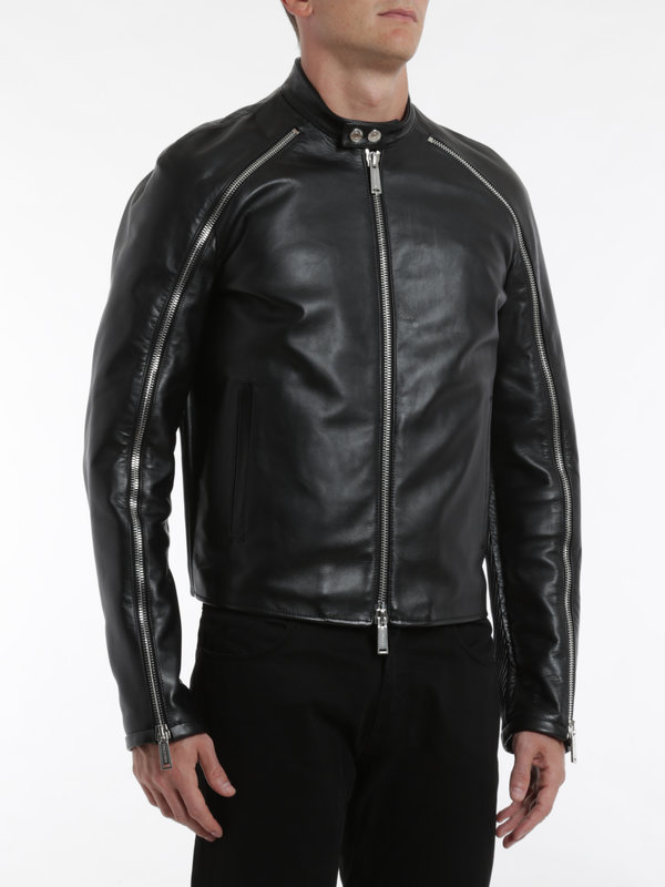 Zip Trim Biker Jacket By Dsquared2 Leather Ikrix Ikrix Dsquared2 Zip Trim Biker Jacket