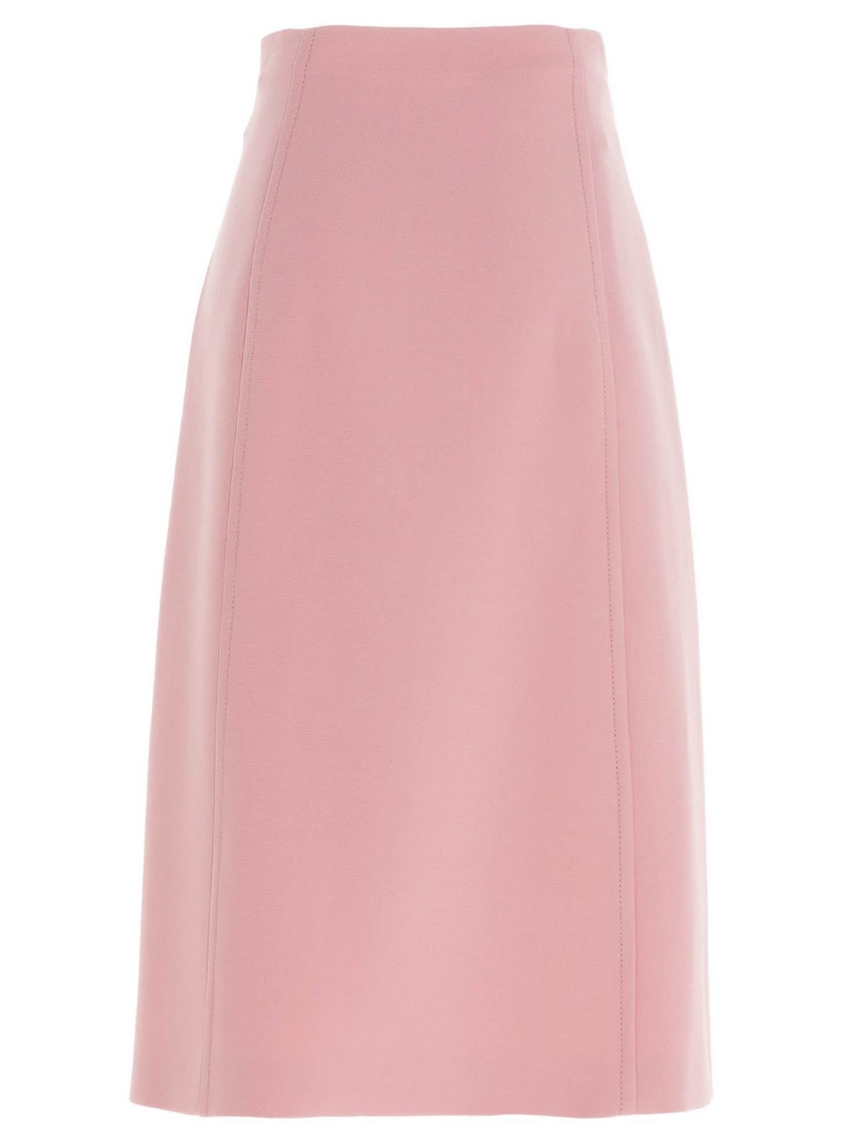 Prada Jeweled Buttons Skirt In Pink Knee Length Skirts Midi