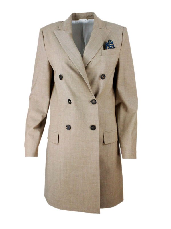 beige knee length coat