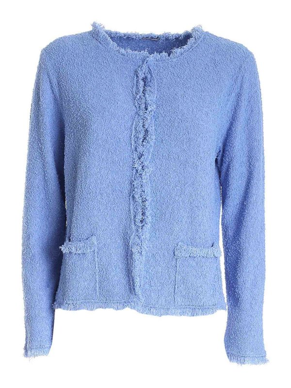 Cardigans Kangra Cashmere - Terry-effect Cardigan In Light Blue ...