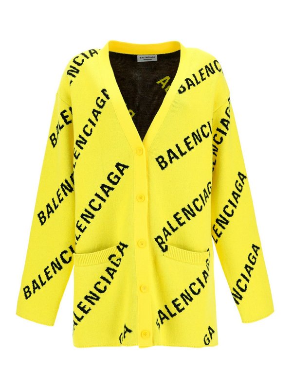 Balenciaga Cotton wool blend jacquard cardigan cardigans