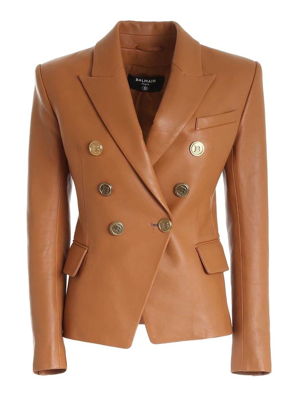 brown balmain blazer