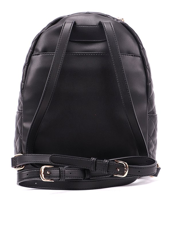 black faux leather backpack