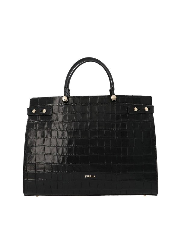 Crocodile effect Lady M L bag in black