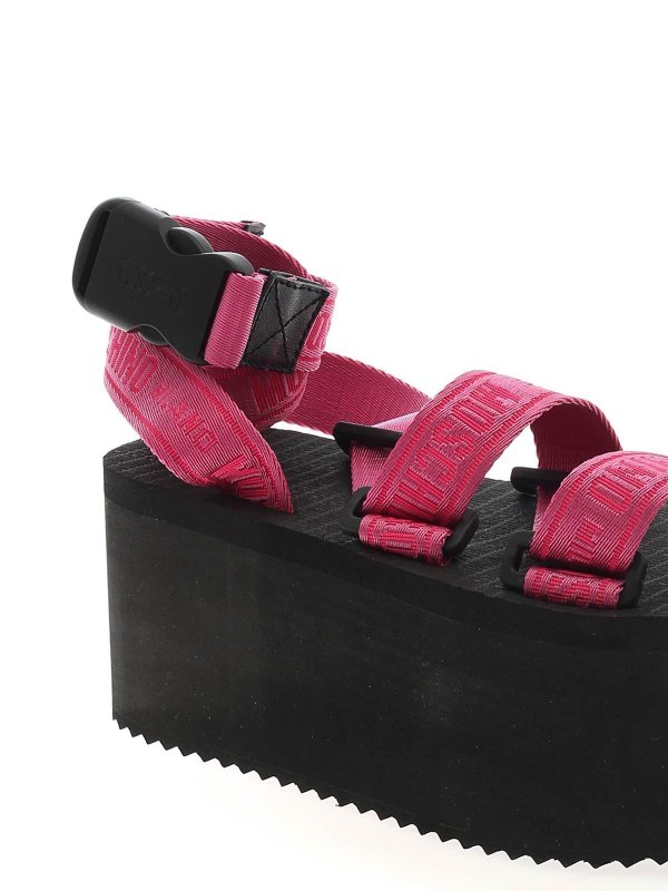 moschino logo tape wedge sandals