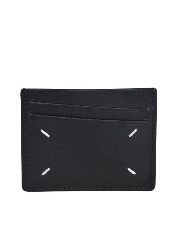 Wallets & purses Maison Margiela - Logo stitching card holder in black ...