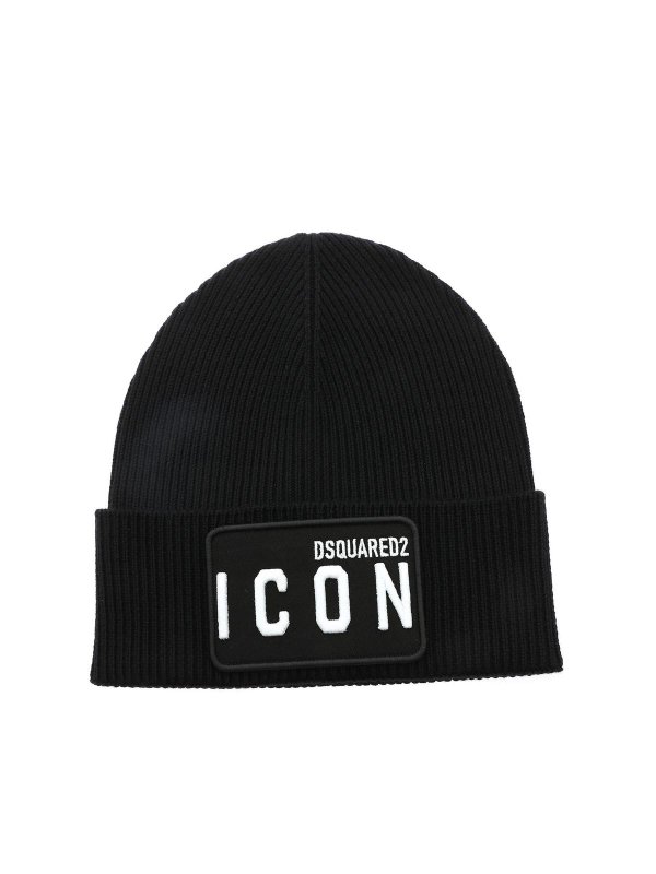 black icon beanie