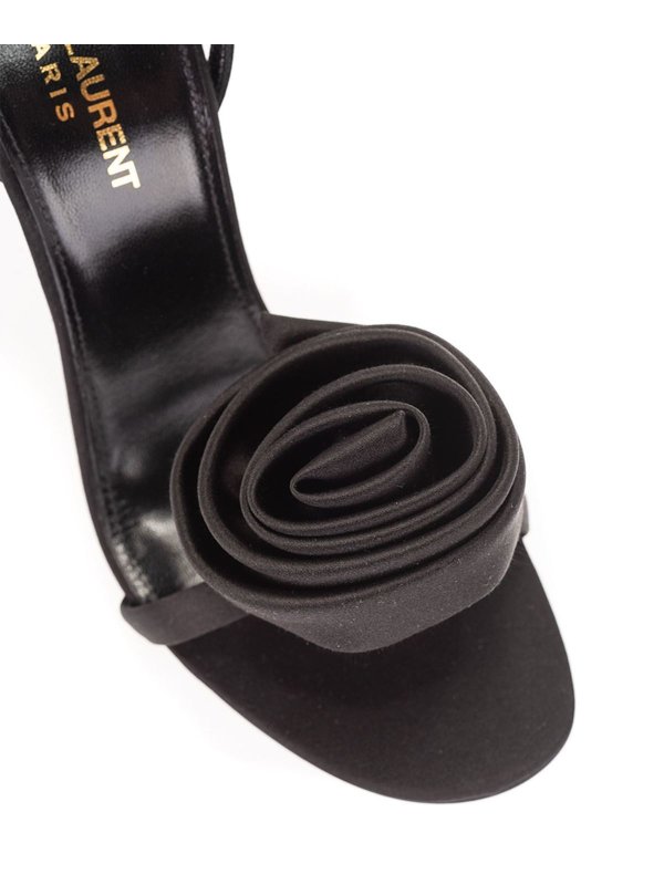 Saint Laurent - Ivy Flower sandals in black - sandals - 65005014S101000