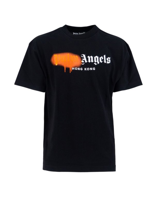 T-shirts Palm Angels - Hong Kong Sprayed t-shirt in black ...