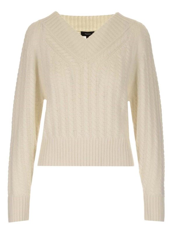 V necks Theory - Cable knit jumper - K0618706C05 | Shop online at iKRIX
