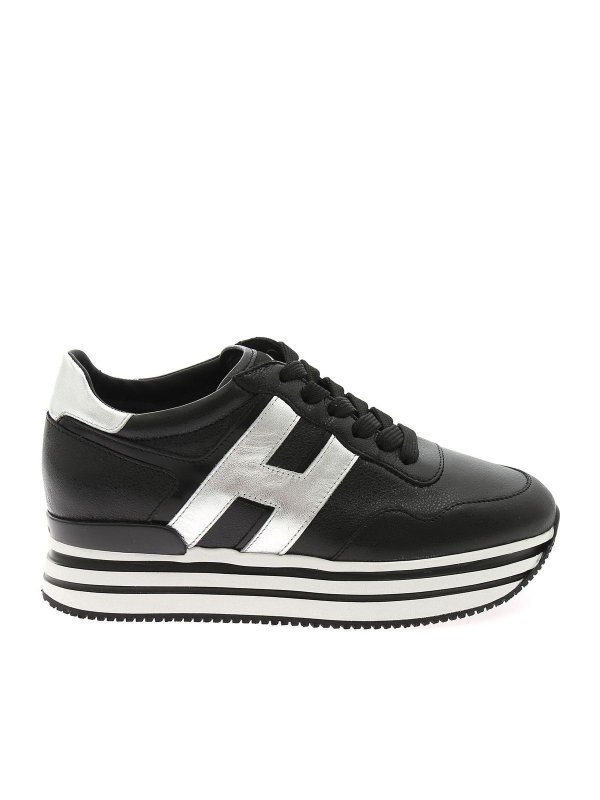 Trainers Hogan - Midi H222 sneakers in black and silver ...