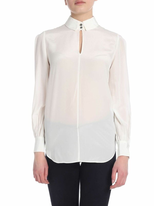 Blouses Karl Lagerfeld - Karl Collar blouse in ivory silk - 91KW1607110