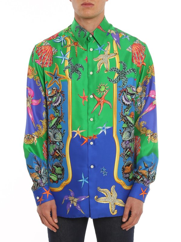 Shirts Versace - Marine print silk 