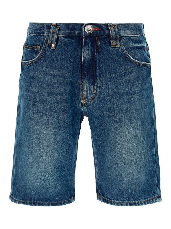 شلوارک Philipp Plein - Logo patch denim 