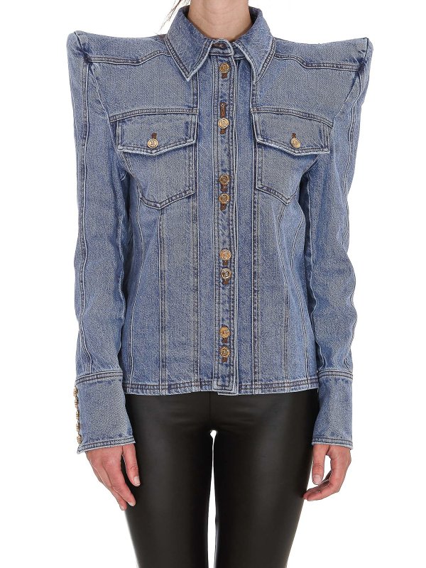 Padded shoulder denim jacket 