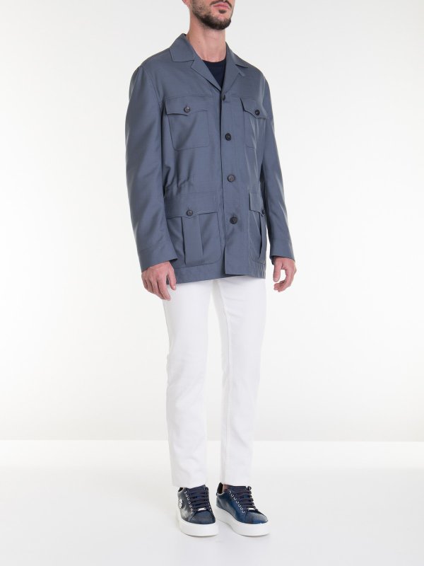 Grey wool and silk casual jacket 