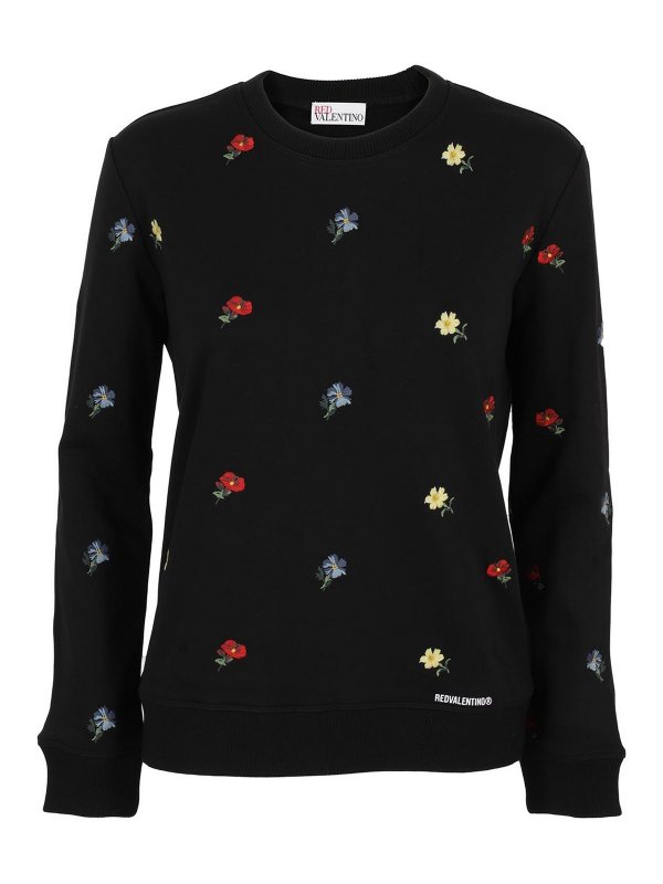 red floral sweatshirt
