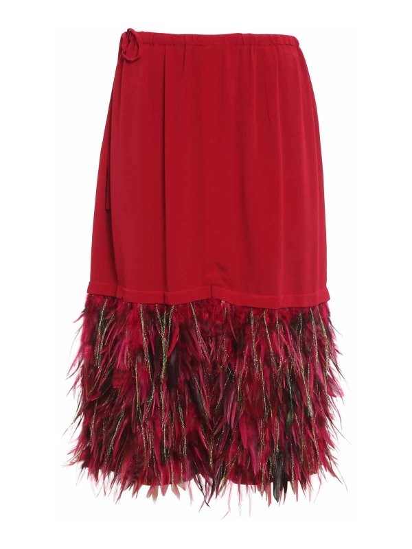 Knee length skirts & Midi Dries Van Noten - Feathers detailed skirt ...