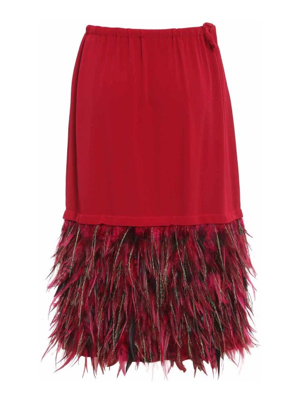 Knee length skirts & Midi Dries Van Noten - Feathers detailed skirt ...