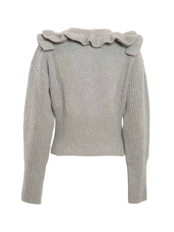 Ruffle-collar virgin wool jumper 
