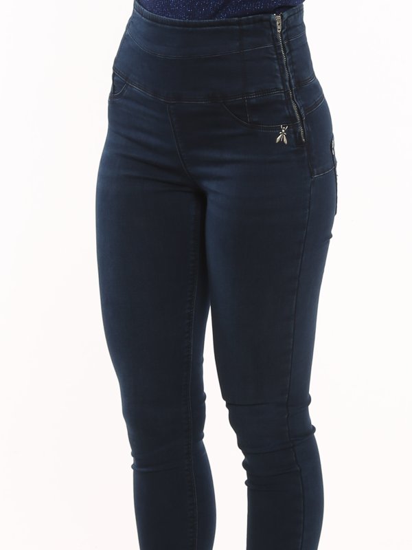 high waist side zip jeans