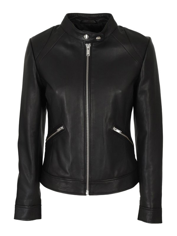 Zip-up leather biker jacket 