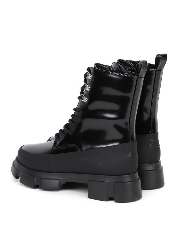 patent leather army boots