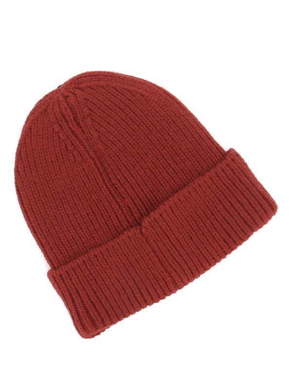Logo patch ribbed beanie 