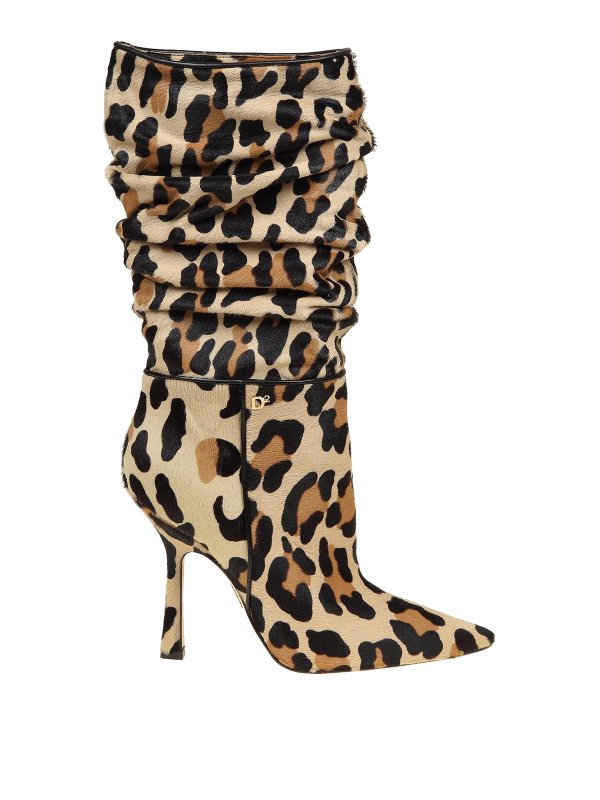 leopard print pony hair boots