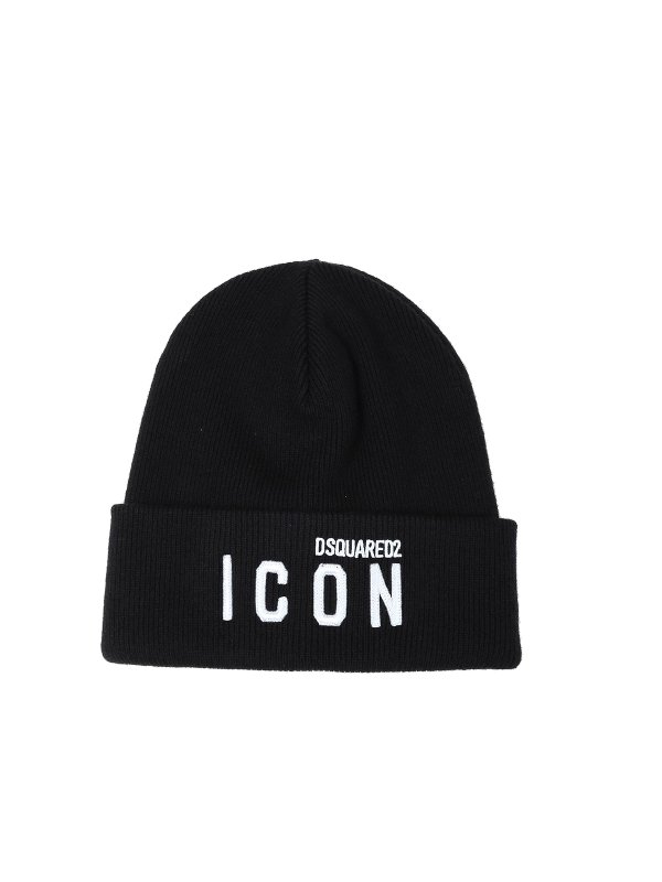 black icon beanie