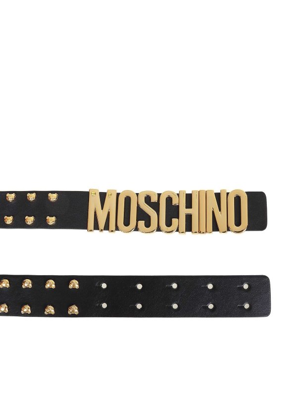 Leather belt with logo and Teddy studs 