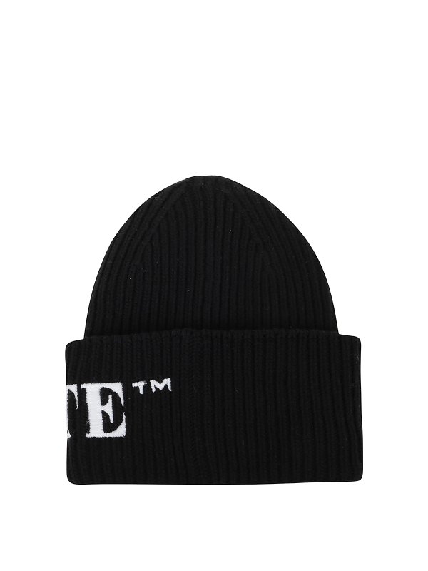 off white logo beanie