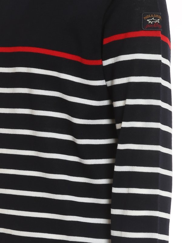 یقه گرد Paul \u0026 Shark - Striped wool 