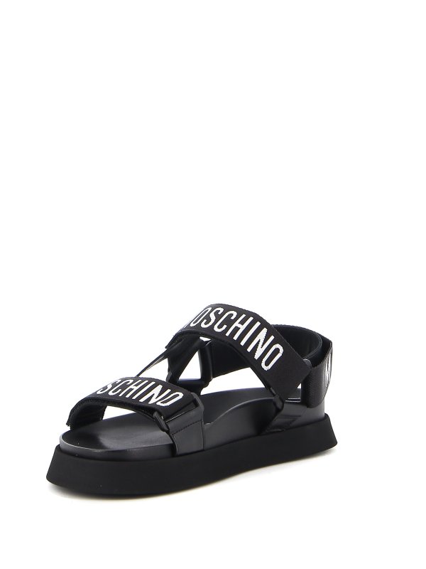 moschino logo leather slides