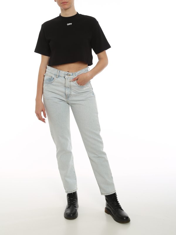 off white straight leg jeans