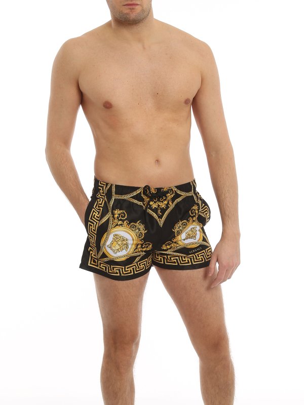 versace baroque print swim shorts