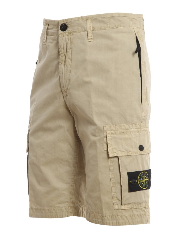 stone island beige cargo shorts