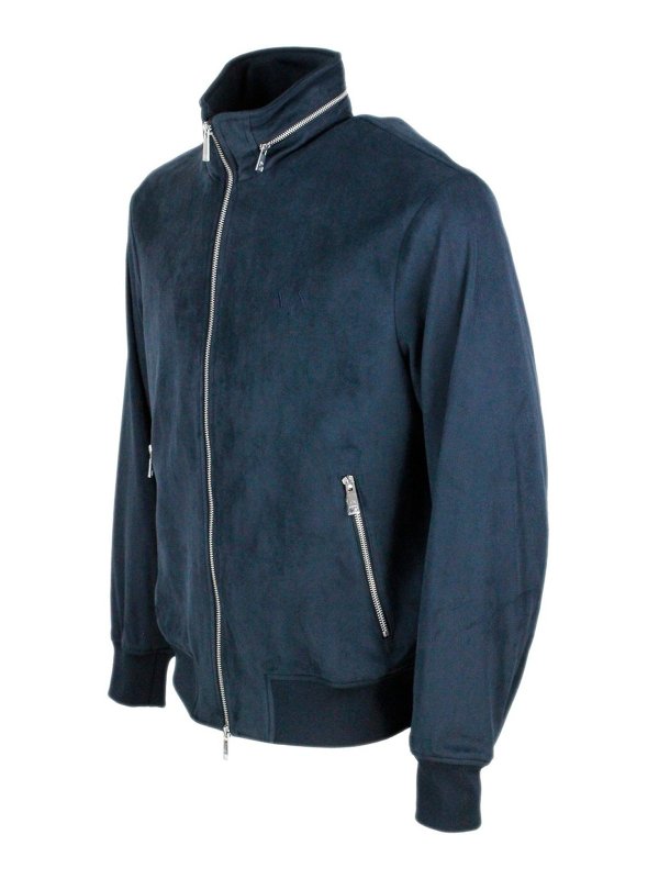 Casual jackets Armani Exchange - Alcantara jacket with hidden hood ...