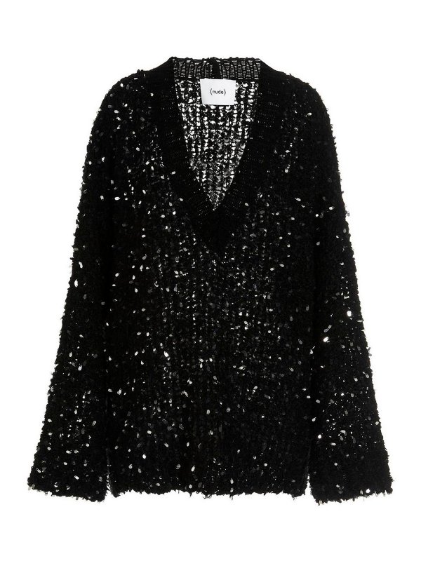 Maglia collo a v Nude Maglia con paillettes 110140709