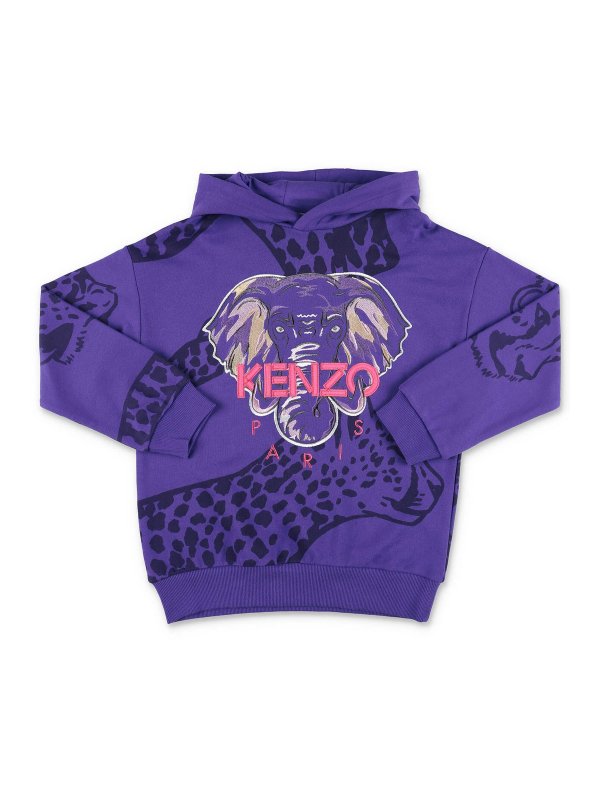 Elephant purple cotton hoodie 