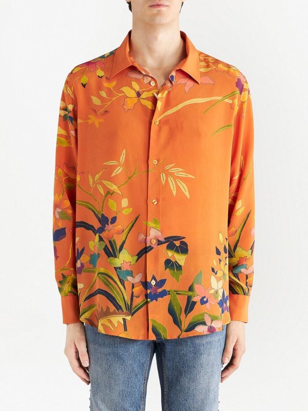 Me Negen boot Shirts Etro - Floral-print silk shirt with classic collar - 1K87047820750