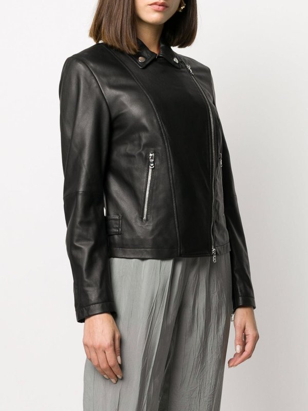 Leather jacket Emporio Armani - Black leather zipped biker jacket -  0NB60P02P07999