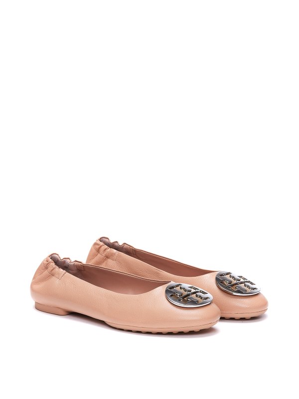 Flat shoes Tory Burch - Leather Claire flats with logo plaque - 147379236