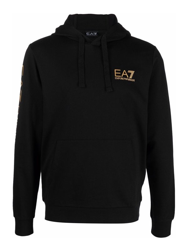 & Sweaters EA7 Emporio Armani - Black cotton logo-print hoodie - 8NPM18PJ05Z1203