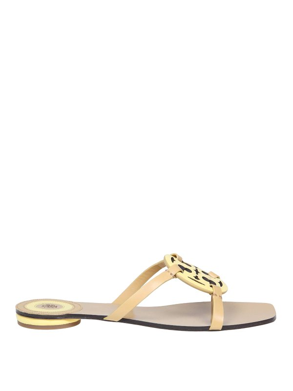 Sandals Tory Burch - Tory burch miller sandal in leather with logo -  141573700