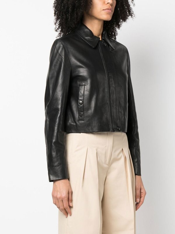 Factuur Ontvangst visueel Leather jacket Calvin Klein - Leather Jacket with collar - K20K205012BEH