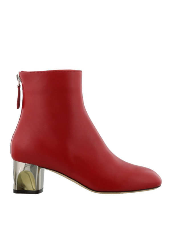 red leather ankle boots