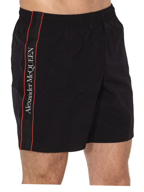 Alexander McQueen Synthetic Nylon Swimming Shorts in Black for Men Mens Clothing Beachwear Swim trunks and swim shorts 