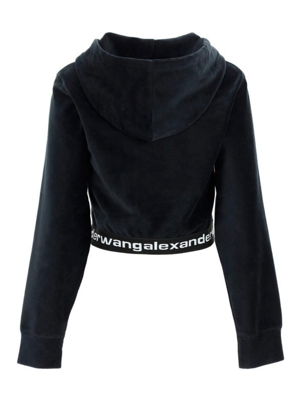 Alexander Wang - Velvet cropped hoodie 