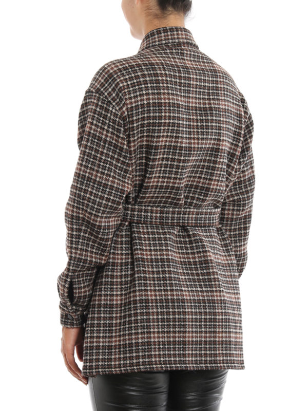 heavy checked belted maxi shirt 